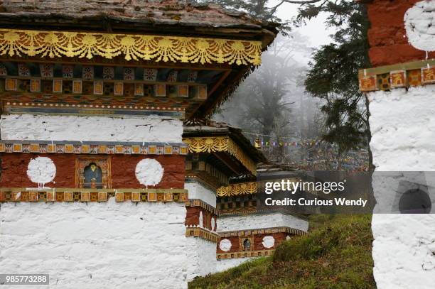 misty day at the dochula pass - dochula pass stock pictures, royalty-free photos & images