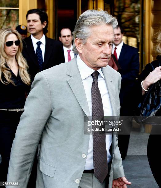 Michael Douglas is seen on the streets of Manhattan on April 20, 2010 in New York City.