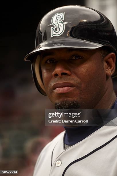 Closeup of Seattle Mariners Ken Griffey Jr. During game vs Texas Rangers. Arlington, TX 4/11/2010 CREDIT: Darren Carroll