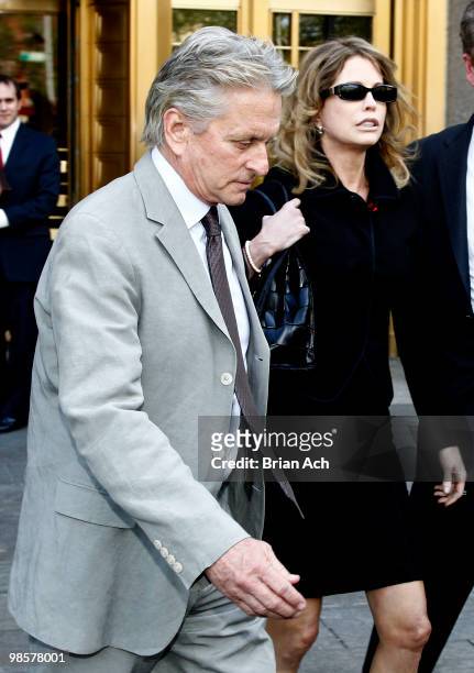 Michael Douglas and Diandra Douglas are seen on the streets of Manhattan on April 20, 2010 in New York City. Douglas' son Cameron was sentenced...