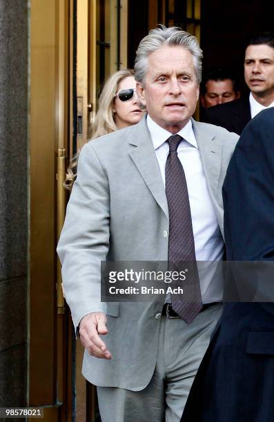 Michael Douglas is seen on the streets of Manhattan on April 20, 2010 in New York City. Douglas' son Cameron was sentenced Tuesday to five years in...
