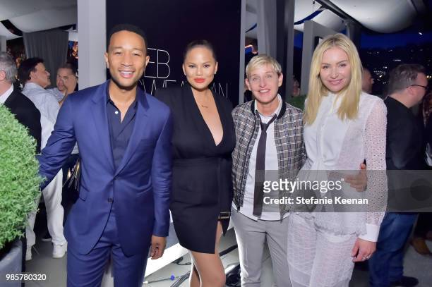 John Legend, Chrissy Teigen, Ellen DeGeneres and Portia de Rossi attend GENERAL PUBLIC x RH Celebration at Restoration Hardware on June 27, 2018 in...