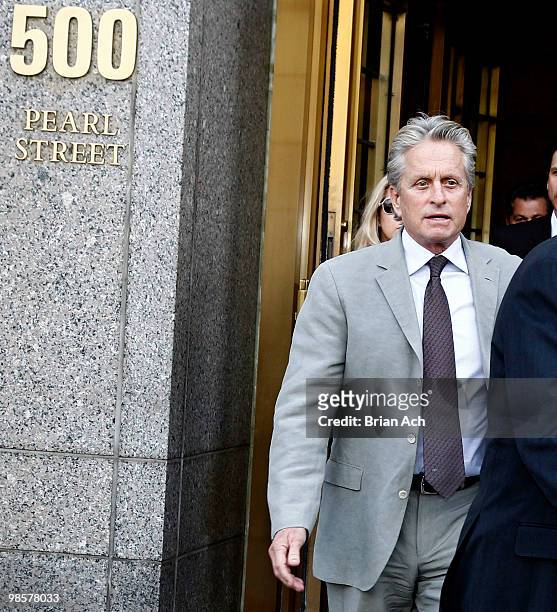 Michael Douglas seen on the streets of Manhattan on April 20, 2010 in New York City. Douglas' son Cameron was sentenced Tuesday to five years in...