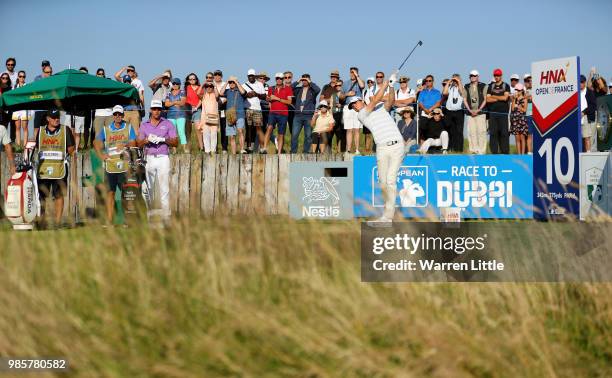 Thomas Pieters of Belgium on the 10th tee during the first round of the HNA Open de France at Le Golf National on June 28, 2018 in Paris, France. .