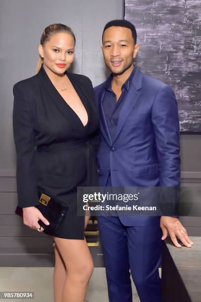 Chrissy Teigen and John Legend attend GENERAL PUBLIC x RH Celebration at Restoration Hardware on June 27, 2018 in Los Angeles, California.