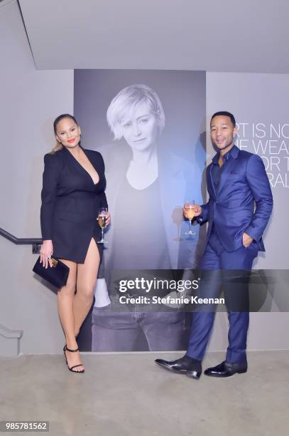 Chrissy Teigen and John Legend attend GENERAL PUBLIC x RH Celebration at Restoration Hardware on June 27, 2018 in Los Angeles, California.