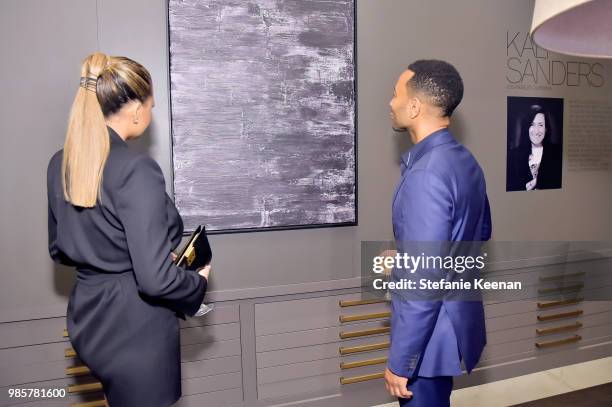 Chrissy Teigen and John Legend attend GENERAL PUBLIC x RH Celebration at Restoration Hardware on June 27, 2018 in Los Angeles, California.