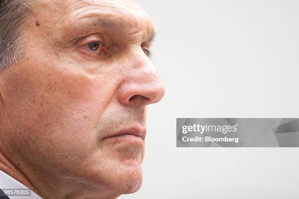 Richard Fuld, former chairman and chief executive officer of Lehman Brothers Holdings Inc., listens during a House Financial Services Committee...