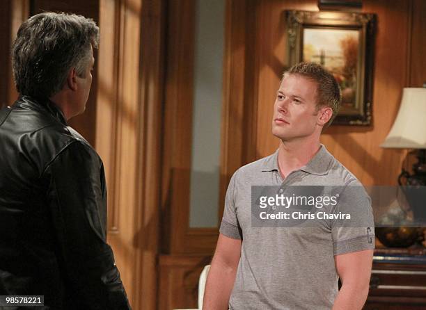 Michael E. Knight and Jacob Young in a scene that airs the week of April 26, 2010 on Disney General Entertainment Content via Getty Images Daytime's...