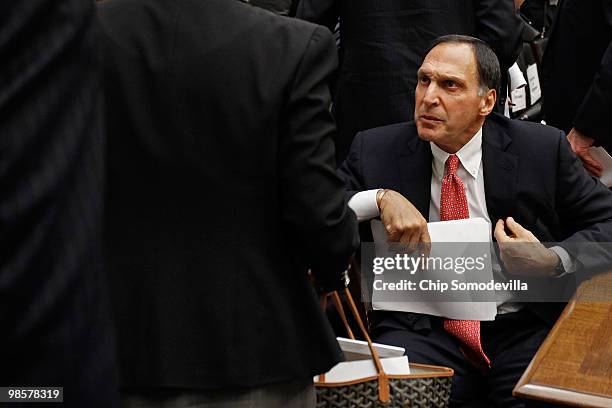 Former Lehman Brothers Chairman and Chief Executive Officer Richard Fuld leaves after testifying before the House Financial Services Committee about...