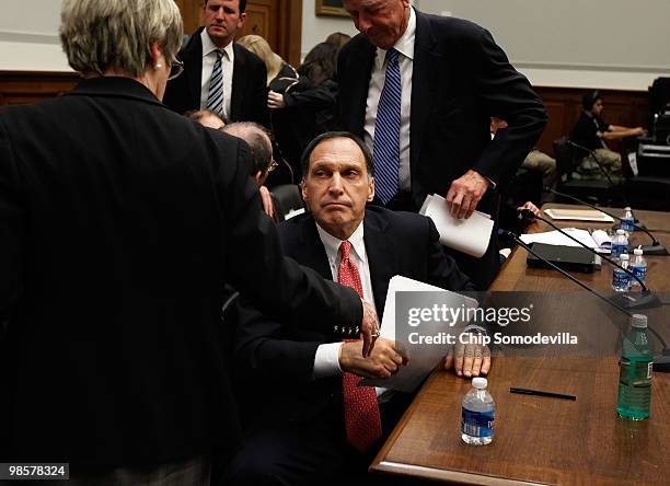 Former Lehman Brothers Chairman and Chief Executive Officer Richard Fuld leaves after testifying before the House Financial Services Committee about...