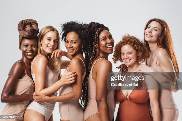 we are different and that's what makes us beautiful - multiracial group beauty stock pictures, royalty-free photos & images