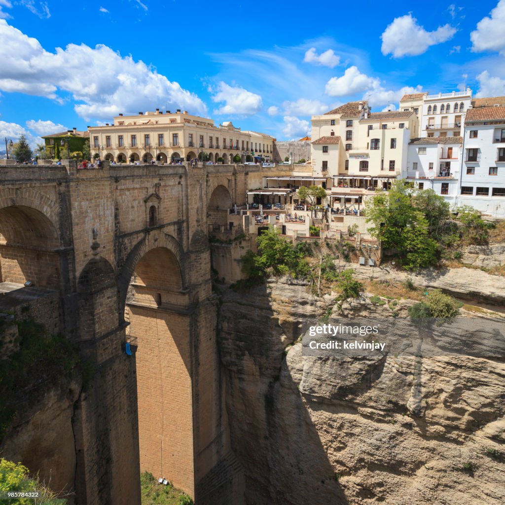 The bridge and gorge in Ronda, Andalusia, Spain.