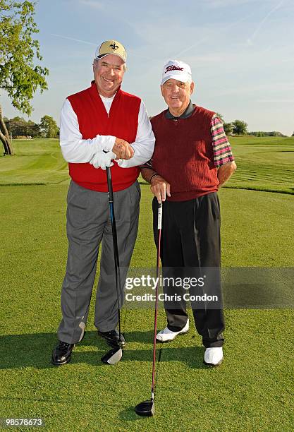 Johnny Pott and Tommy Jacobs pose on the first tee during the final round the Demaret Division at the Liberty Mutual Legends of Golf at The Westin...