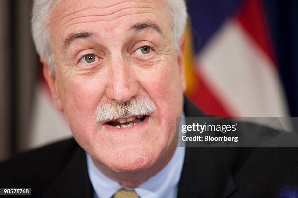 Sean O'Keefe, chief executive officer of North American operations for European Aeronautic, Defence & Space Co. , speaks at a news conference...