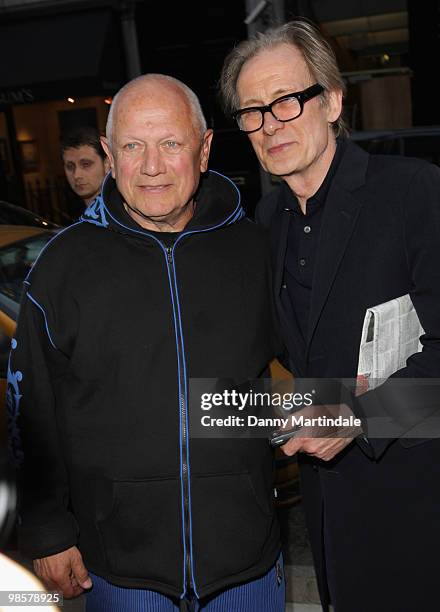 Steven Berkoff and Bill Nighy attend the private view of the Soho Lights exhibition on April 20, 2010 in London, England.