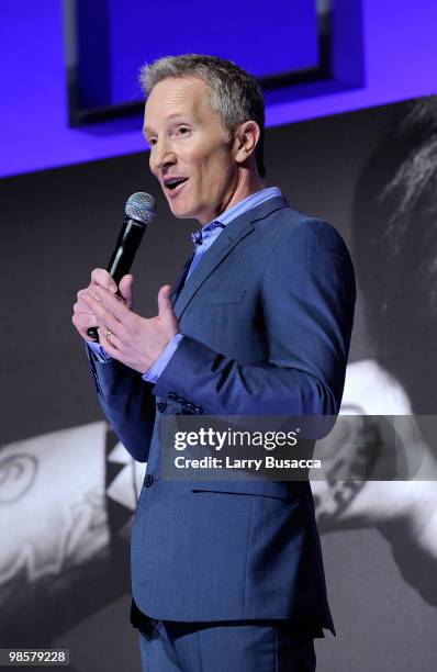 Of Original Programming and Production for Vh1 Jeff Olde speaks onstage during the Vh1 Upfront 2010 at Pier 59 Studios on April 20, 2010 in New York...