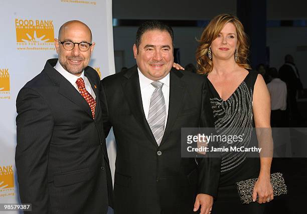 Host Stanley Tucci, honoree Emeril Lagasse and Alden Lagasse attend the Food Bank for New York City's 8th Annual Can-Do Awards dinner at Abigail...