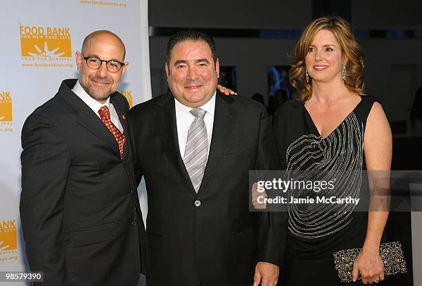 Host Stanley Tucci, honoree Emeril Lagasse and Alden Lagasse attend the Food Bank for New York City's 8th Annual Can-Do Awards dinner at Abigail...