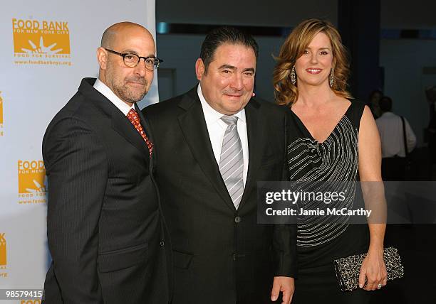 Host Stanley Tucci, honoree Emeril Lagasse and Alden Lagasse attend the Food Bank for New York City's 8th Annual Can-Do Awards dinner at Abigail...