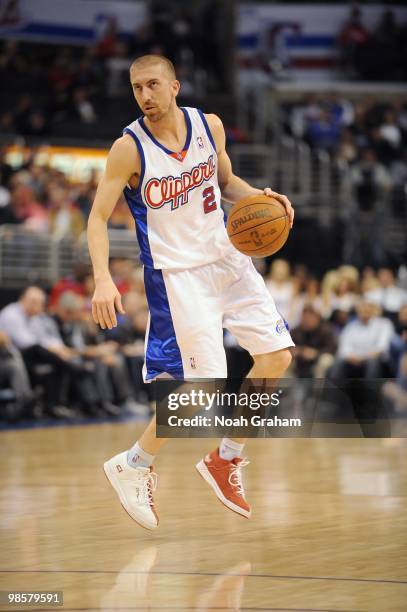 Steve Blake of the Los Angeles Clippers dribbles the ball against the Phoenix Suns at Staples Center on March 3, 2010 in Los Angeles, California....