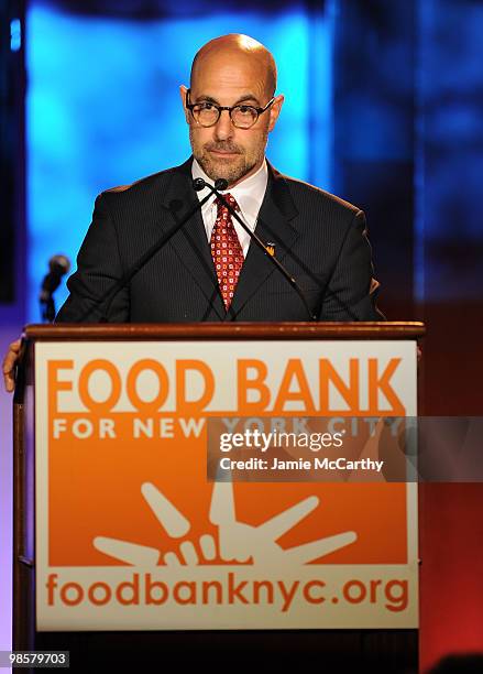 Host Stanley Tucci speaks at the Food Bank for New York City's 8th Annual Can-Do Awards dinner at Abigail Kirsch�s Pier Sixty at Chelsea Piers on...