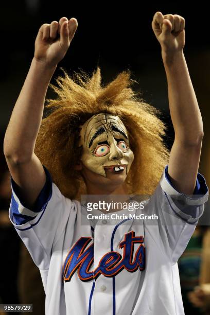New York Mets fan watches on against the Chicago Cubs on April 20, 2010 at Citi Field in the Flushing neighborhood of the Queens borough of New York...