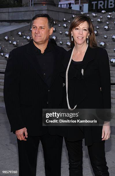 Tribeca Film Festival co-founders Craig Hatkoff and Jane Rosenthal attend the Vanity Fair Party during the 9th Annual Tribeca Film Festival at the...