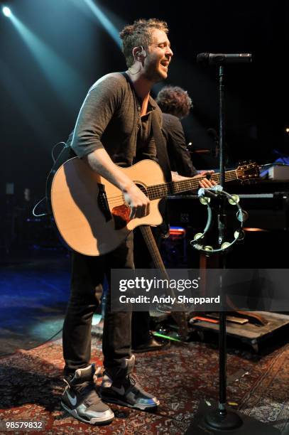 Ryan Tedder of American pop rock band OneRepublic performs on stage at Shepherds Bush Empire on April 20, 2010 in London, England.