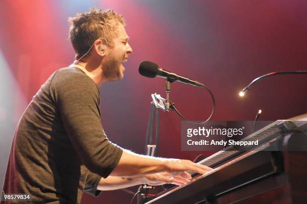 Ryan Tedder of American pop rock band OneRepublic performs on stage at Shepherds Bush Empire on April 20, 2010 in London, England.