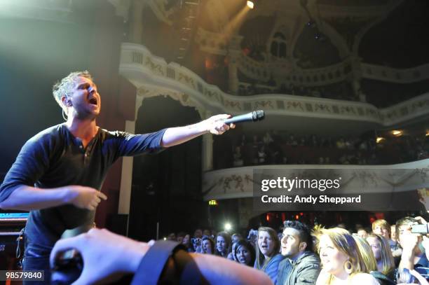 Ryan Tedder of American pop rock band OneRepublic performs on stage at Shepherds Bush Empire on April 20, 2010 in London, England.