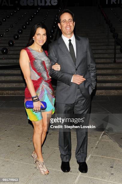 Actor Jerry Seinfeld and wife Jessica Seinfeld attend the Vanity Fair party before the 2010 Tribeca Film Festival at the New York State Supreme Court...