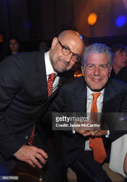 Host Stanly Tucci and Chef Anthony Bourdain attend the Food Bank for New York City's 8th Annual Can-Do Awards dinner at Abigail Kirsch�s Pier Sixty...