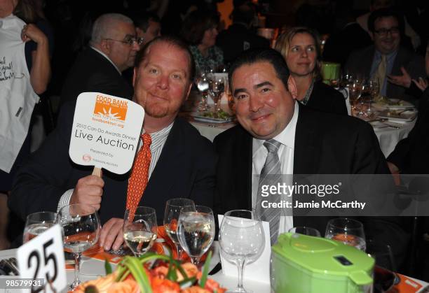 Chefs Mario Batali and Emeril Lagasse attend the Food Bank for New York City's 8th Annual Can-Do Awards dinner at Abigail Kirsch�s Pier Sixty at...