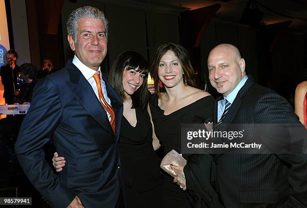 Chef Anthony Bourdain, Ottavia Busia, guest and Top Chef host Tom Colicchio attend the Food Bank for New York City's 8th Annual Can-Do Awards dinner...