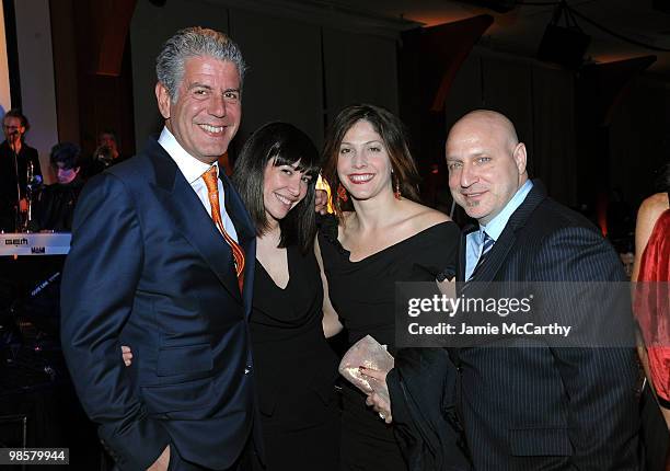 Chef Anthony Bourdain, Ottavia Busia, guest and Top Chef host Tom Colicchio attend the Food Bank for New York City's 8th Annual Can-Do Awards dinner...