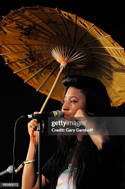 Recording artist VV Brown performs at the Apple Store Soho on April 20, 2010 in New York City.