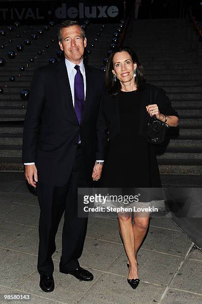 News anchor Brian Williams and Jane Stoddard Williams attend the Vanity Fair party before the 2010 Tribeca Film Festival at the New York State...