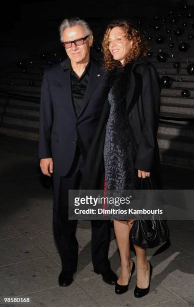 Actor Harvey Keitel and Daphna Kastner attend the Vanity Fair Party during the 9th Annual Tribeca Film Festival at the New York State Supreme Court...