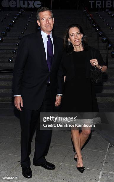 News anchor Brian Williams and Jane Stoddard Williams attend the Vanity Fair Party during the 9th Annual Tribeca Film Festival at the New York State...