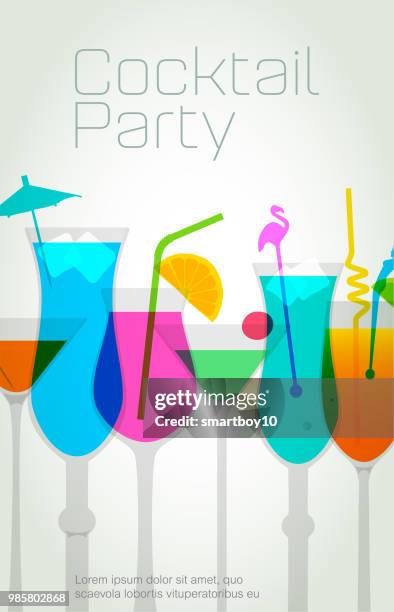 cocktail drinks - tequila sunrise stock illustrations