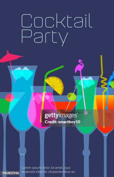 cocktail drinks - tequila sunrise stock illustrations