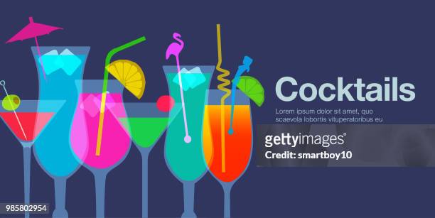 cocktail drinks - tequila sunrise stock illustrations