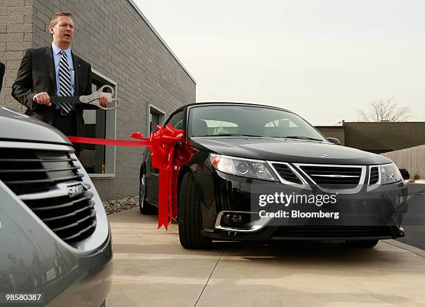 Michael "Mike" Colleran, president and chief operating officer of Saab Cars North America, stands outside the company's new headquarters in Royal...