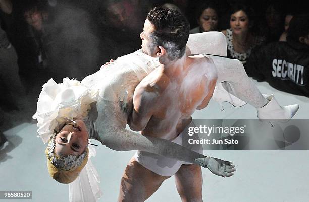 Singer Lady Gaga performs onstage during MAC 'Viva Glam' campaign at the Tabloid on April 20, 2010 in Tokyo, Japan.