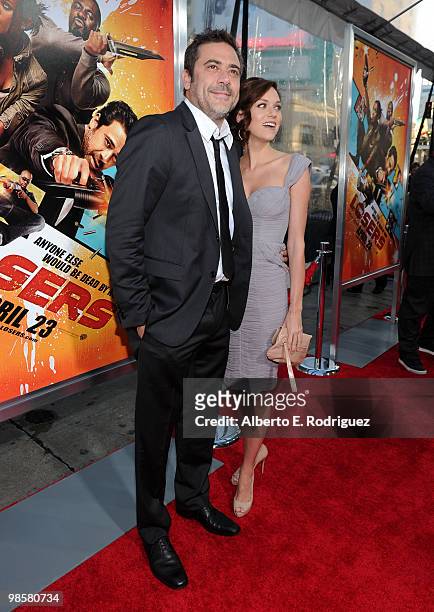 Actors Jeffrey Dean Morgan and Hilarie Burton arrive at Warner Bros. "The Losers" premiere at Grauman's Chinese Theatre on April 20, 2010 in Los...