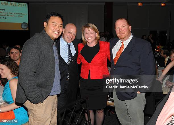 Top Chef host Tom Colicchio and Chef Mario Batali with guests attend the Food Bank for New York City's 8th Annual Can-Do Awards dinner at Abigail...