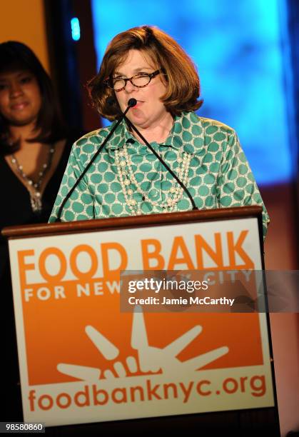 Honoree Carrie Sullivan of Bank Of America speaks onstage at the Food Bank for New York City's 8th Annual Can-Do Awards dinner at Abigail Kirsch�s...