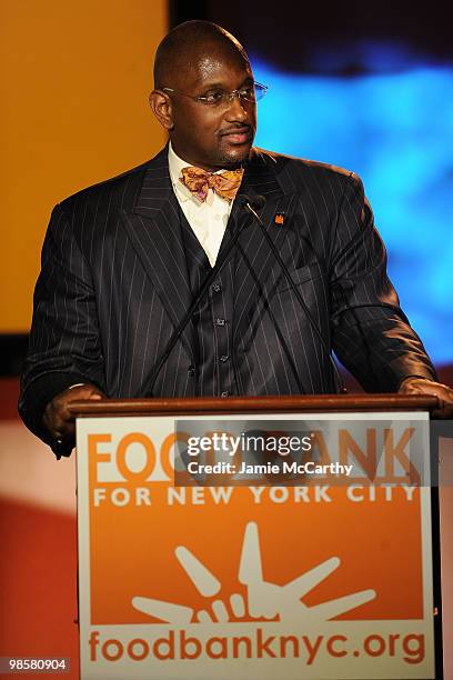 Board Chair of Food Bank For New York City Reverend Henry Belin speaks onstage at the Food Bank for New York City's 8th Annual Can-Do Awards dinner...