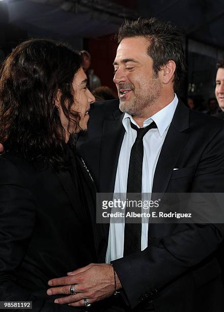 President, Worldwide Marketing, Warner Bros. Pictures Sue Kroll and actor Jeffrey Dean Morgan arrive at Warner Bros. "The Losers" premiere at...